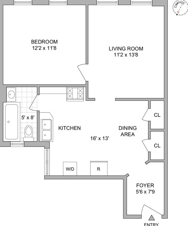 1 Bed 1 Bath Property, New York • 641 Sq Ft
